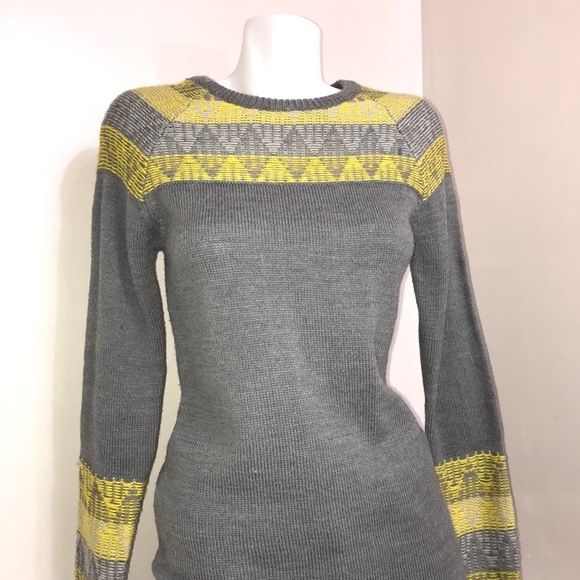 Calvin Klein Yellow Stone Grey Wool Sweater Dress - Picture 2 of 11